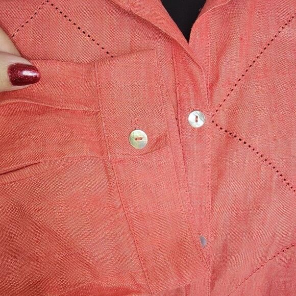 Richard Malcolm Irish Linen button up blouse top size medium - Picture 3 of 5